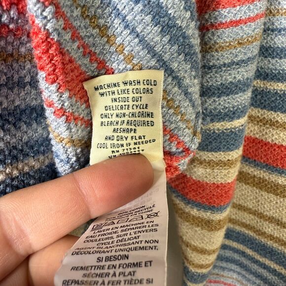 L.L. Bean Cotton Striped Pullover Sweater Large Petite Blue Pink Beige - Picture 8 of 9